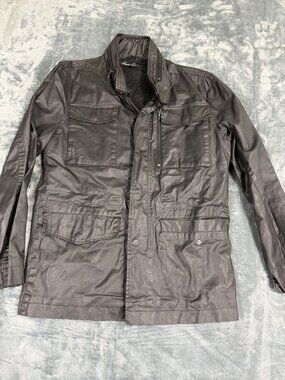 Kenneth Cole New York Mens Black Utility Jacket M Cotton Blend